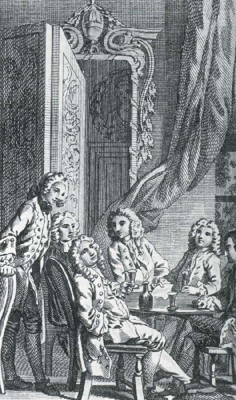 en illustration ur den samlade upplagan av tidskriften the spectator fan 1712, unknow artist